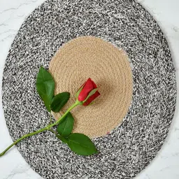 Aura 4-Pcs Coffee Brown & White Spiral Round Cotton Table Placemats-19