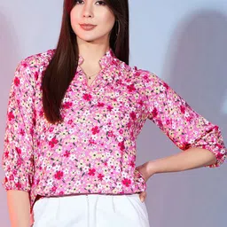 DressBerry Print Mandarin Collar Top-picture-25