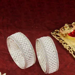 NMII Set Of 2 Silver-Plated Stone-Studded Bangles-62