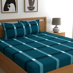Home Ecstasy Green Geometric Printed Pure Cotton 140TC Queen Bedsheet Set 2.18 m x 2.39 m-image-34