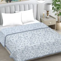 Myntra Elegant Homes Grey Floral AC Room 233 GSM Double Bed Dohar-picture-37