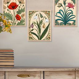 Kotart Brown & Red 3 Pieces Wooden Floral and Botanical Wall Arts-picture-19