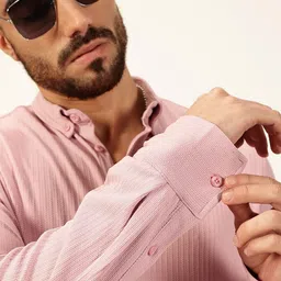 Thomas Scott 
Men Premium Slim Fit Vertical Stripes Textured Casual Shirt-image-106
