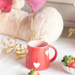 ArteCasa Red & White Heart Printed Ceramic Glossy Coffee mug 320 ml Each-image-20