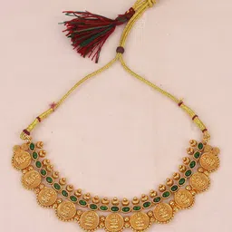 Swarajshop Gold-Plated Stone-Studded & Beaded Jewellery Set-image-61