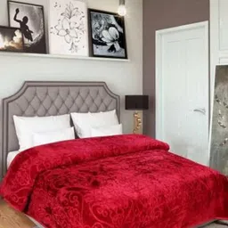Doristyle Maroon 300 GSM SOLID MINK Double Bed Blanket-picture-6