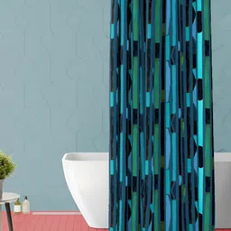 ArtzFolio Black & Blue Printed Waterproof Shower Curtain-11