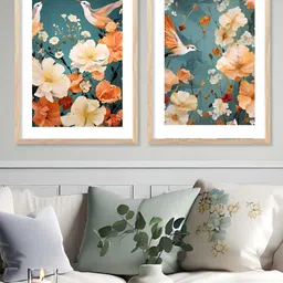 Kotart Brown & Off White 2 Pieces Floral and Botanical Wooden Wall Arts-picture-32