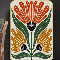 Myntra Elegant Homes White & Orange 1 Piece Wood Floral and Botanical Wall Paintings-picture-2