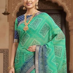Anouk Rustic Pure Georgette Geometric Printed Zari Bandhani Saree-picture-38
