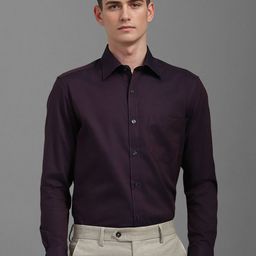 Louis Philippe Men Classic Slim Fit Spread Collar Textured Cotton Formal Shirt-picture-20
