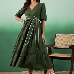 Sangria Pure Cotton A-Line Ethnic Dresses-image-1