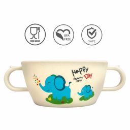Small Wonder Bowl With Twin Handle Elephant Print White - 280 ml image 2