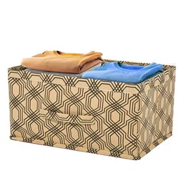 Kuber Industries Brown & Black Printed Non-Woven Wardrobe Storage Organisers With Handle-26