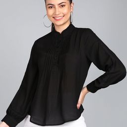 Dillen Women Mandarin Collar Shirt Style Top-image-84