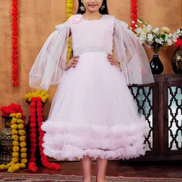 Aarika Girls Embellished Net A-Line Dress-6