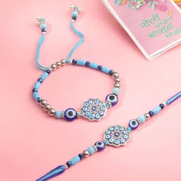 Sangria Bhaiya Bhabhi Evil Eye Beaded Rakhi With Roli Chawal Chandan & Mishri-image-91