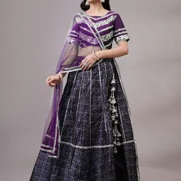 Utsav Fashion Embroidered Mirror Work Shibori Ready to Wear Lehenga & Blouse With Dupatta-image-52
