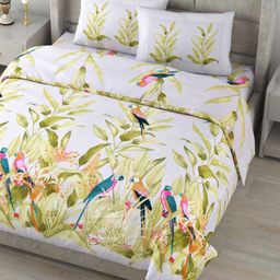 Myntra Elegant Homes Grey & Green Printed 180 TC Cotton King Bedsheet Set 2.70 m x 2.70 m-image-39