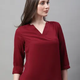La Zoire Women Solid V-Neck Top-image-1
