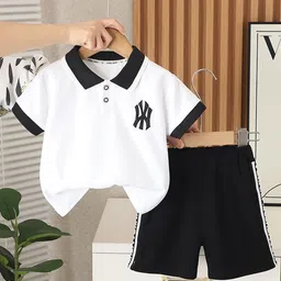 StyleCast x Revolte Boys Printed Pure Cotton Polo Collar T-shirt & Trousers-image-29