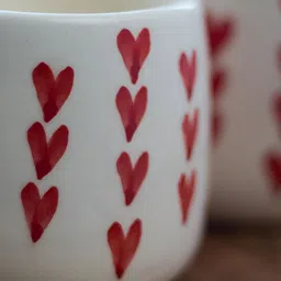 Rare Planet White & Red Solid Ceramic Glossy Cups Set of Cups and Mugs image 2
