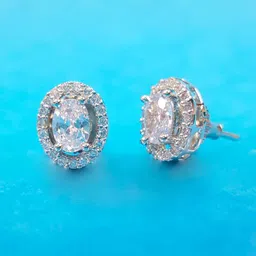 fabula Cubic Zirconia Studded Oval Shaped Studs-52