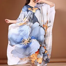 LABEL AARNA Moonlight Ash Soft Satin Kaftan with Digital Print-image-15