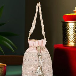 PLANX Embroidered Embellished Potli Clutch-11