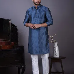 DEVOILER Men Jacquard Kurta-image-49