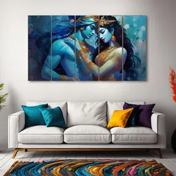 The Castle Decor Blue 5 Piece Wood Religious Wall Paintings-image-31