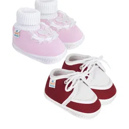 NESKA MODA 12 To 18 Month Non Slip Infants Pack of 2 Pair Cotton Butterfly & Lace Booties-54
