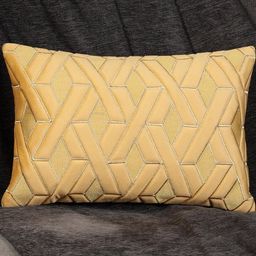 TANLOOMS Yellow And Gold Velvet Rectangle Cushion Cover-image-60