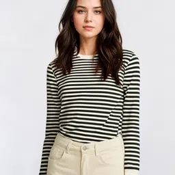 VIMAL JONNEY Women Striped Pockets T-shirt-picture-40