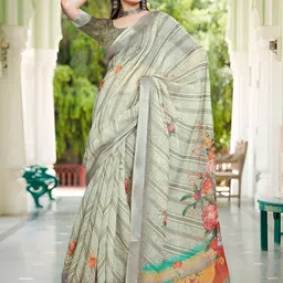 Anouk Rustic Ethnic Motifs Printed Block Print Saree image 3