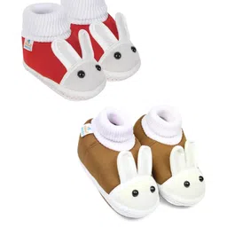 NESKA MODA 3 To 12 Months Baby Boys & Baby Girls 2 Pair Combo Pack Cute Soft Cotton Rabbit Booties-37