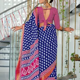 LeeliPeeri Designer Batik Block Printed Mulmul Cotton Saree image 5