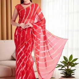TRAQUILA Zari Border Leheriya Saree-picture-30