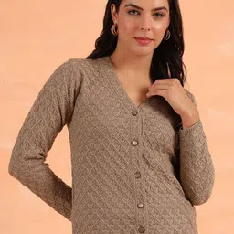 Cayman Women Cable Knit Woollen Cardigan-image-95