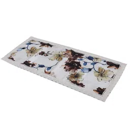 Kuber Industries Brown & Cream-Colored Floral Printed Table Runner With Lace Border image 2