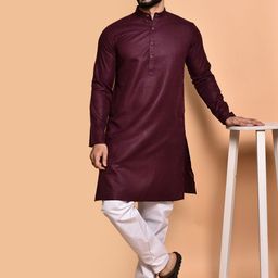 PRINTINDIA Mandarin Collar Pure Cotton Straight Kurta with Pyjamas-image-70