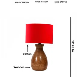 Aura Red Wooden Cylindrical Shaped Table Lamp-28