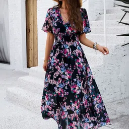 Routes by All About You Floral Chiffon A-Line Midi Dress-image-53