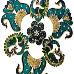Kala Samarpan Blue & Green Metal Rangoli With Centerpiece-image-66