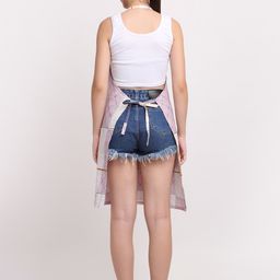 Arrabi Mauve & Beige Geometric Printed Cotton Aprons With 2 Patch Pockets image 4