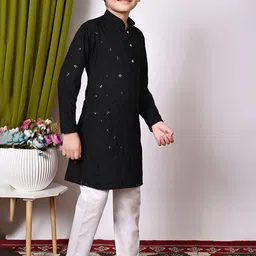 Cae Boys Embroidered Regular Sequinned Kurta with Pyjamas image 4
