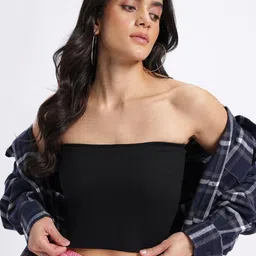 glitchez Strapless Ribbed Crop Bandeau Top-image-20