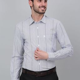 Cantabil Men Spread Collar Striped Cotton Formal Shirt-image-41