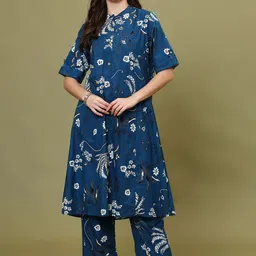 Meena Bazaar Women Floral Printed Panelled Kurta with Trousers-image-59