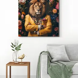 999Store Brown & Mustard 1 Piece Canvas Birds and Animals Wall Paintings-image-57